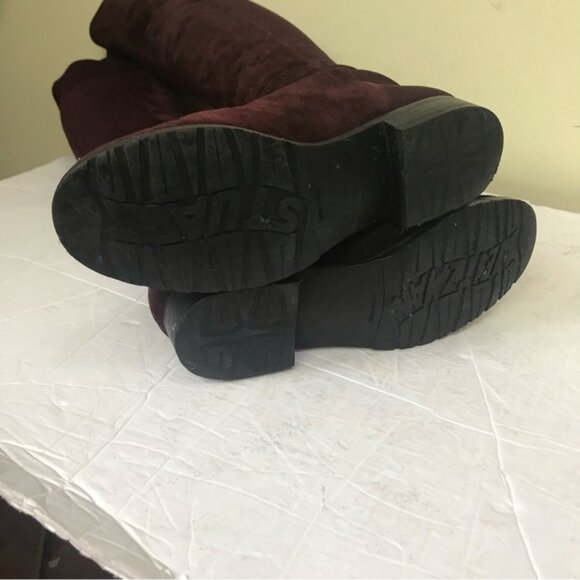 Stuart Weitzman 5050 Suede OverThe Knee Tall Boot Stretch Round Toe Burgundy 5.5 - Picture 7 of 16